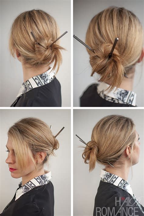 chopstick in hair|chopstick bun for short hair.